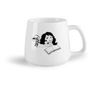 DEBINGY Frutta in ceramica Caffè e bevande calde Ragazza carina che legge, silhouette, tema del libro （14oz/400ml） Cappuccino, latte macchiato, tè, espresso
