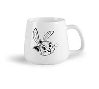 DEBINGY Frutta in ceramica Personalizzata Tazze adorabile coniglietto pasquale con fiocco carino e allegro （14oz/400ml） per latte, tè, cola, acqua