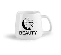 DEBINGY Frutta in ceramica Personalizzata Tazze Insegna con logo del viso di una ragazza del salone di bellezza （14oz/400ml） Regalo per uomo o donna