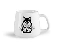 DEBINGY Frutta in ceramica Personalizzata Tazze Silhouette di lupo che ulula nella foresta, animale lupo, albero （14oz/400ml） Un bel regalo di Natale