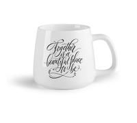 DEBINGY Frutta in ceramica Tazza - Ceramica Citazione sulla famiglia: Insieme è un posto meraviglioso, calligrafia scritta a mano, stanza della famiglia. （14oz/400ml） per casa e ufficio