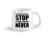 DEBINGY Frutta in ceramica Tazza - Ceramica Citazioni di Gymnasticsnasium, motivazione per il centro fitness, citazioni sugli esercizi, non fermarti mai （14oz/400ml） per uomo e donna