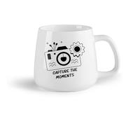 DEBINGY Frutta in ceramica Tazza - Ceramica un glifo di una macchina fotografica con la tipografia cattura i momenti （14oz/400ml） Ristorante, ufficio