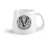 DEBINGY Frutta in ceramica Tazza - Ceramica un'accattivante e intricata raffigurazione di un elefante ornata con motivi in stile mandala （14oz/400ml） per espresso