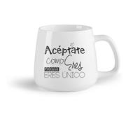 DEBINGY Frutta in ceramica Tazza da caffè Aceptate Como Porque Eres Unico Citazione spagnola con frase motivazionale （14oz/400ml） Regalo per uomo o donna