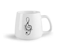DEBINGY Frutta in ceramica Tazza da caffè Chiave di violino e tasti del pianoforte, note musicali, musica jazz rock （14oz/400ml） per caffè, avena, tè, facile da pulire