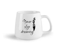 DEBINGY Frutta in ceramica Tazza da caffè Citazioni ispiratrici Non smettere mai di sognare con Butterfly Quill Office （14oz/400ml） per espresso