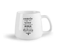 DEBINGY Frutta in ceramica Tazza da caffè Citazioni motivazionali spagnole: sorridi ogni giorno e vivi il presente （14oz/400ml） per tè, caffè, infuso caldo