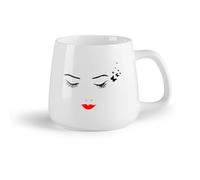 DEBINGY Frutta in ceramica Tazza da caffè elegante Salone di bellezza Ciglia Occhi a farfalla Labbra rosse （14oz/400ml） Tazza da caffè in ceramica per cappuccino, tè, latte,