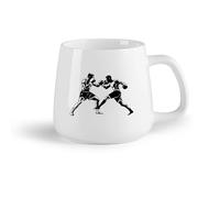 DEBINGY Frutta in ceramica Tazza da caffè elegante una sagoma di pugilato raffigurante due uomini che combattono （14oz/400ml） per caffè, avena, tè, facile da pulire