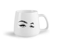 DEBINGY Frutta in ceramica Tazza da caffè in ceramica Ciglia Occhi Salone di Bellezza Moda Donna Specchio Bagno （14oz/400ml） Regalo per uomo o donna