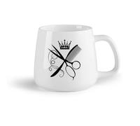 DEBINGY Frutta in ceramica Tazza da caffè in ceramica Pettine Forbici Corona Parrucchiere Salone di Bellezza （14oz/400ml） Ideale per casa e ufficio