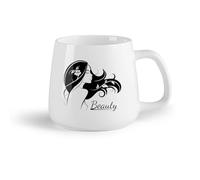 DEBINGY Frutta in ceramica Tazza da caffè Logo di una bellissima ragazza con silhouette di una signora e un salone di bellezza （14oz/400ml） per casa e ufficio