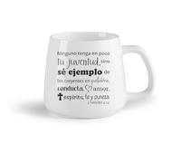 DEBINGY Frutta in ceramica Tazza da tè 1 Timoteo 4:12 Nessuno sia privo della tua giovinezza Versetto della Bibbia in spagnolo Cuore Croce （14oz/400ml） per espresso