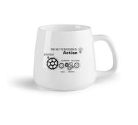 DEBINGY Frutta in ceramica Tazza da tè Citazione motivazionale sul lavoro di squadra La chiave del successo è il concetto di azione Citazione motivazionale （14oz/400ml） per uomo e donna