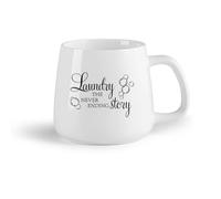 DEBINGY Frutta in ceramica Tazza da tè Citazione sulla storia infinita del bucato con il cartello a bolle Proverbio sul bucato （14oz/400ml） per uomo e donna