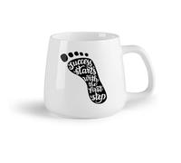 DEBINGY Frutta in ceramica Tazza da tè Citazioni motivazionali sul modello del piede: il successo inizia con il primo passo. Citazioni ispiratrici. （14oz/400ml） per ufficio, casa