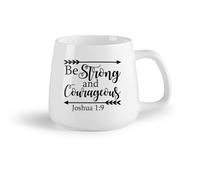 DEBINGY Frutta in ceramica Tazza da tè Citazioni religiose ispiratrici: sii forte e coraggioso, versetti della Bibbia per bambini cristiani （14oz/400ml） per espresso