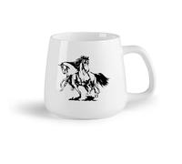 DEBINGY Frutta in ceramica Tazza da tè Due cavalli che corrono su un'auto, un camper, un'avventura nella natura selvaggia, un cavallo, un animale （14oz/400ml） per casa o lavoro
