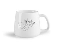 DEBINGY Frutta in ceramica Tazza da tè e caffè alla moda Linee del viso di coppia minimaliste Bacio estetico tra donna e uomo （14oz/400ml） Bar o regalo