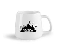 DEBINGY Frutta in ceramica Tazza da tè e caffè alla moda Notte araba Carovana di cammelli Moschea Palazzo Skyline Luna Moda （14oz/400ml） per ufficio, casa