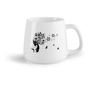 DEBINGY Frutta in ceramica Tazza da tè e caffè alla moda Salone di bellezza con silhouette di donna, fiori e farfalle （14oz/400ml） Ideale per casa e ufficio