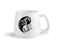 DEBINGY Frutta in ceramica Tazza da tè e caffè alla moda Simbolo della religione del buddismo dei draghi Yin Yang （14oz/400ml） Lavabile in lavastoviglie