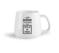 DEBINGY Frutta in ceramica Tazza da tè e caffè alla moda Tutte le cose belle, citazioni ispiratrici, selvagge e libere （14oz/400ml） per uomo e donna