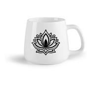 DEBINGY Frutta in ceramica Tazza da tè e caffè alla moda un'icona in stile glifo del simbolo del fiore di loto （14oz/400ml） per tè, caffè, latte, cappuccino