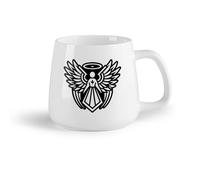 DEBINGY Frutta in ceramica Tazza da tè e caffè alla moda un'icona in stile glifo del simbolo dell'angelo custode （14oz/400ml） Regalo per uomo o donna