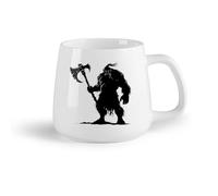 DEBINGY Frutta in ceramica Tazza da tè in ceramica Silhouette di un orco, razza mitica dal gioco con solo una grande ascia （14oz/400ml） Bar o regalo