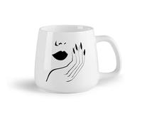 DEBINGY Frutta in ceramica Tazza da tè in ceramica Stile Salone Ragazza sex appeal Donna Labbra Mano Unghie Gel （14oz/400ml） Un bel regalo di Natale