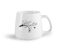 DEBINGY Frutta in ceramica Tazza da tè in ceramica Uccello in gabbia con rami per far salire l'uccello sul divano （14oz/400ml） Un bel regalo di Natale