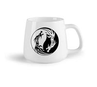 DEBINGY Frutta in ceramica Tazza da tè latte in porcellana Coppia Drago Yin Yang Zen Orientale Mito Asiatico （14oz/400ml） Porcellana fine (ceramica)