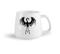 DEBINGY Frutta in ceramica Tazza da tè latte in porcellana Forchetta per fuoco Phoenix Bird Flame Room （14oz/400ml） Tazze da caffè in ceramica per casa o lavoro
