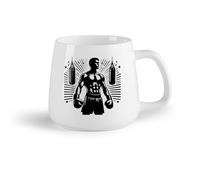 DEBINGY Frutta in ceramica Tazza da tè latte in porcellana logo di boxe con un uomo sul ring （14oz/400ml） Lavabile in lavastoviglie, adatto al microonde, per ufficio e casa