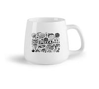 DEBINGY Frutta in ceramica Tazza da tè latte in porcellana Pizza Logo Cucina Cibo Italiano （14oz/400ml） Caffè, tè, latte macchiato, latte, cacao, succhi di frutta e altre bevande calde
