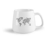 DEBINGY Frutta in ceramica Tazza da tè latte in porcellana Schema della mappa del mondo Mandala （14oz/400ml） Caffè, tè, latte macchiato, latte, cacao, succhi di frutta e altre bevande calde