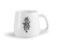 DEBINGY Frutta in ceramica Tazza da tè latte in porcellana un tatuaggio cinese con pennello a forma di drago （14oz/400ml） per tè, cioccolata calda