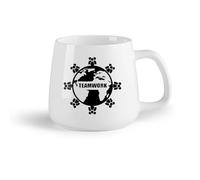 DEBINGY Frutta in ceramica Tazza da tè Modello di cooperazione della mappa terrestre dei cartoni animati dell'azienda di lavoro di squadra （14oz/400ml） per uomo e donna