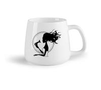 DEBINGY Frutta in ceramica Tazza da tè Ragazza di bellezza che usa l'asciugacapelli, acconciatura, salone di bellezza, barbiere （14oz/400ml） Bar o regalo