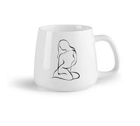 DEBINGY Frutta in ceramica Tazza da tè Ritratto femminile di una ragazza di bellezza astratta, semplice silhouette di una donna （14oz/400ml） per ufficio, casa