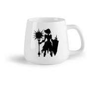 DEBINGY Frutta in ceramica Tazza da tè Silhouette di una ragazza cavaliere alta con una mazza chiodata e un grande scudo （14oz/400ml） Bar o regalo