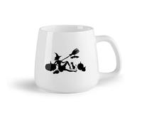 DEBINGY Frutta in ceramica Tazza da tè Strega di Halloween a cavallo di una scopa Mago di Halloween Stanza dei pipistrelli （14oz/400ml） per ufficio, casa