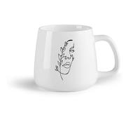 DEBINGY Frutta in ceramica Tazza da tè Strisce astratte, belle linee del viso di una ragazza, salone di bellezza e manicure （14oz/400ml） per casa e ufficio