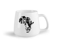DEBINGY Frutta in ceramica Tazza da tè Tigre Animale selvatico Bambini Safari Africa Mappa Forma Testa di tigre （14oz/400ml） per Tè, caffè e bevande calde