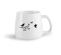 DEBINGY Frutta in ceramica Tazza da tè un bellissimo design con sagome di uccelli appollaiati e in volo su un ramo （14oz/400ml） Ideale per casa e ufficio