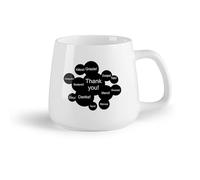 DEBINGY Frutta in ceramica Tazza in ceramica Diverse versioni linguistiche Grazie Grazie Vocabolario internazionale Business （14oz/400ml） per espresso