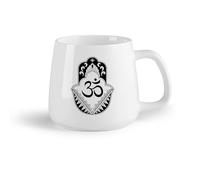 DEBINGY Frutta in ceramica Tazza in ceramica Mano di Fatima in stile bohémien, modello di talismano yoga con palmo della mano di Miriam （14oz/400ml） Bar o regalo