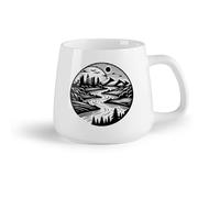 DEBINGY Frutta in ceramica Tazza in ceramica Motivo circolare raffigurante lo skyline di una città e un fiume tortuoso （14oz/400ml） per casa e ufficio